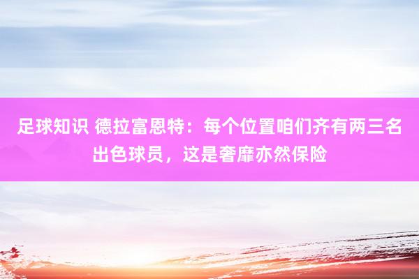 足球知识 德拉富恩特：每个位置咱们齐有两三名出色球员，这是奢靡亦然保险