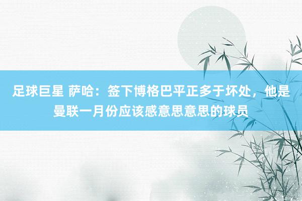 足球巨星 萨哈：签下博格巴平正多于坏处，他是曼联一月份应该感意思意思的球员