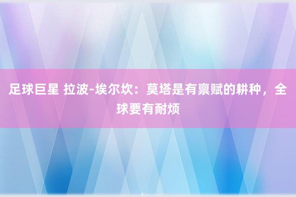 足球巨星 拉波-埃尔坎：莫塔是有禀赋的耕种，全球要有耐烦